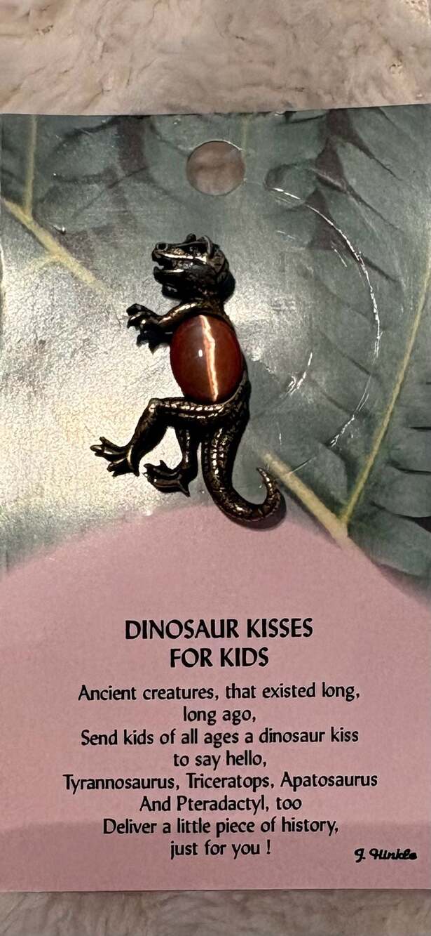 Dinosaur Kisses for Kids Tyrannosaurus Rex T-Rex Lapel Pin with Gemstone Belly